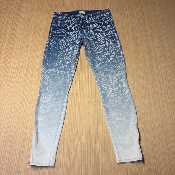 Mother Looker Ankle Zip Ombré Magical Flowers Floral Jeans Women’s 28 Blue Chic - Picture 2 of 15